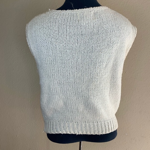 Sweater Vest Vintage 80s Silk and Acrylic Hand Knit Made in Korea Medium - Picture 4 of 5